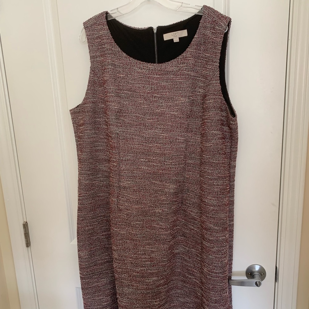 Loft Plus Pink Boucle Sheath Dress Like New